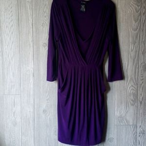Plum dress with pockets and draping